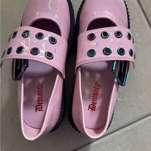 Demonia Iridescent Pink Kids Dress Shoes